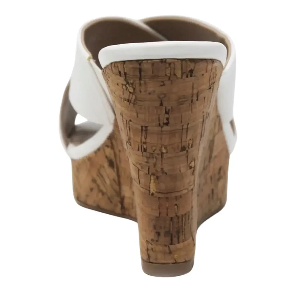 Charles By Charles David Wedge Platform White Sandal Size 11 Latrice Cork New